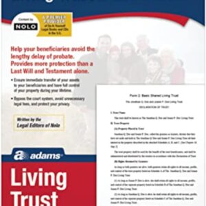 Adams Living Trust Kit, Paper Forms and Instructions, Plus Downloadable Content, Details on Packaging (K305)