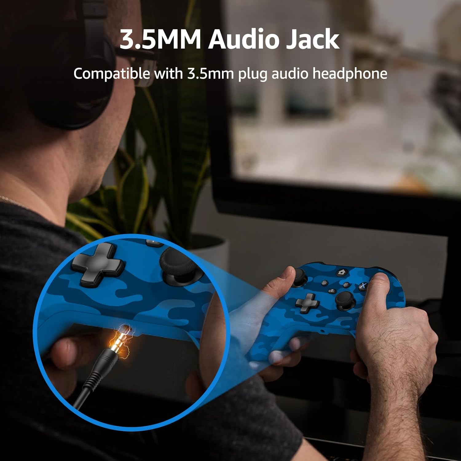 GMVOX Wireless Controller for X-BOX, Gaming Controller Support Turbo/3.5MM Audio Jack/Dual Vibration, Controller Compatible with X-BOX One/ One S/X, X-BOX Series S/X, PC, IOS, Android Platforms,with 2.4g Adapter(Blue Camo) - Image 7
